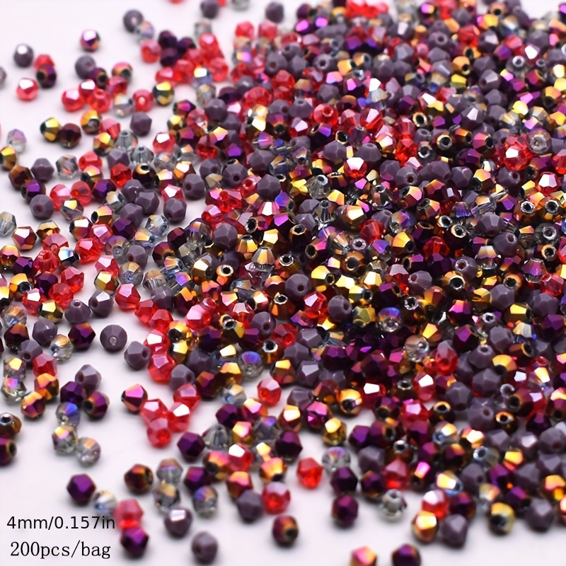 200pcs 4mm Multicolor Bicone Glass Beads for DIY Jewelry